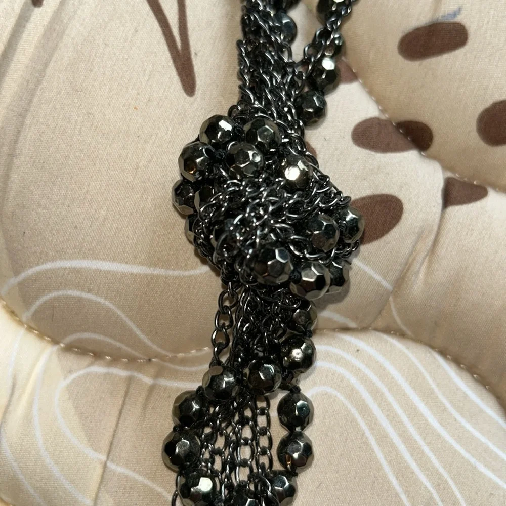 Express Long Silver Knotted Necklace